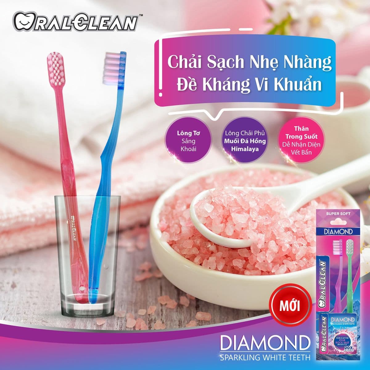 Bàn chải Diamond muối hồng Himalaya (ảnh 1)