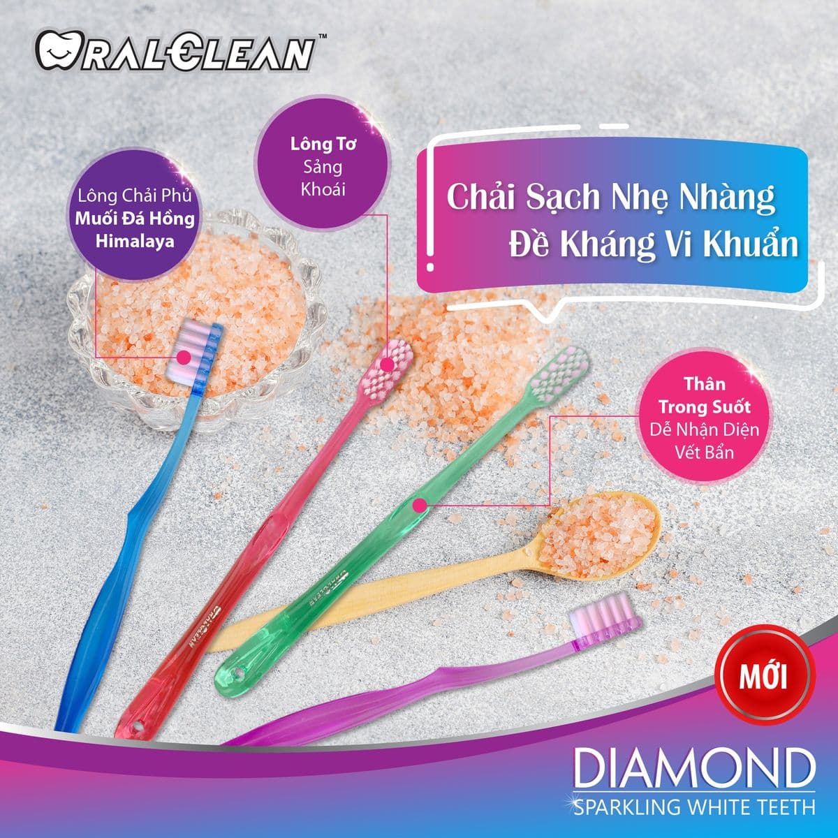Bàn chải Diamond muối hồng Himalaya (ảnh 2)