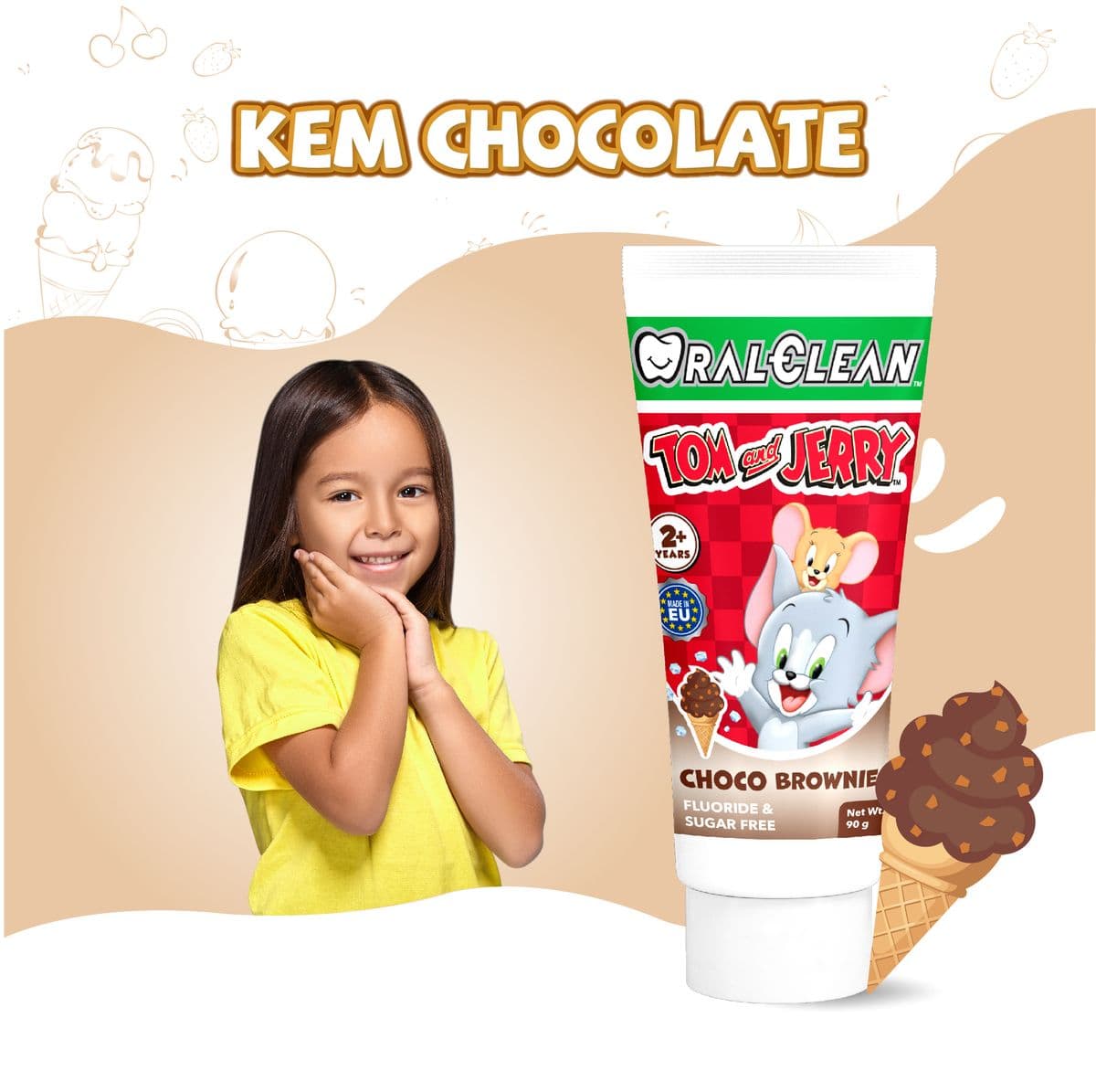 Kem đánh răng OralClean Tom&Jerry Choco Brownie (ảnh 2)