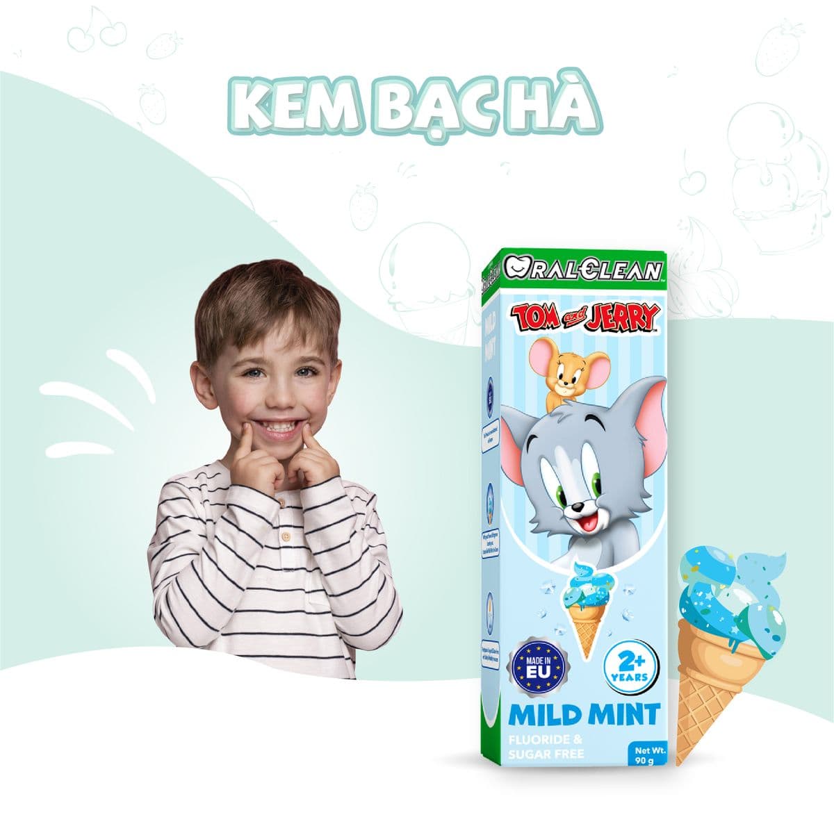 Kem đánh răng vị kem OralClean Tom&Jerry (ảnh 2)
