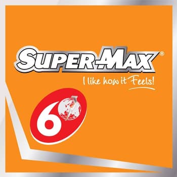 Logo Super-Max trên nền cam